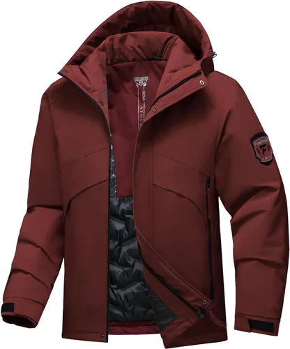 Vista 9 de Chaqueta de esquí para hombre, impermeable, cálido, abrigo de invierno resistente al viento, chaqueta de snowboard aislada con capucha para montaña
