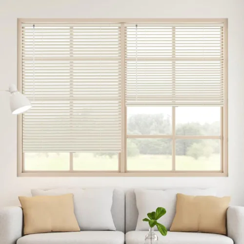 Vista 2 de Minipersianas de aluminio para ventanas sin cordones, persianas horizontales para ventanas para ajuste de luz, persianas venecianas de metal