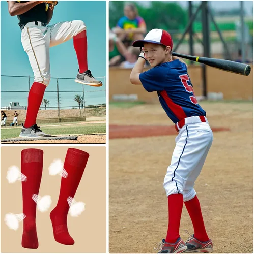 Vista 4 de Conjunto combinado de calcetines de béisbol y cinturón para niño, cinturones de sóftbol con calcetín de sóftbol cinturón elástico