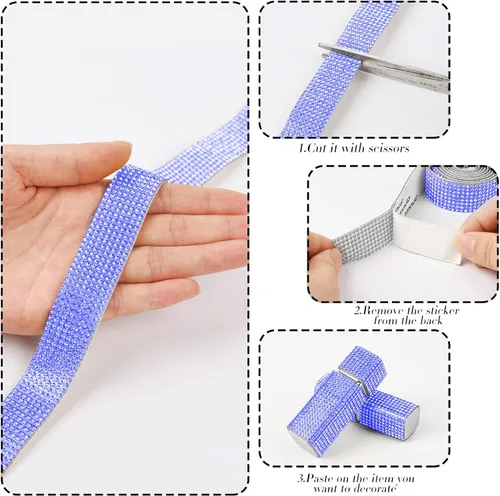 Vista 6 de 2 rollos de calcomanías autoadhesivas con diamantes de imitación de 0.079 pulgadas (0.079 in) para decoración de automóviles, manualidades