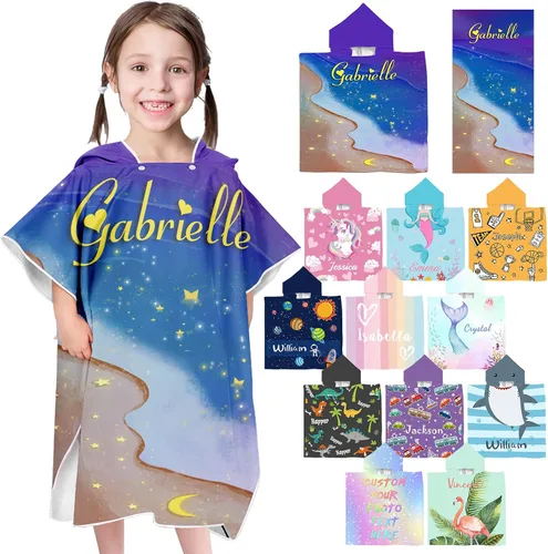 Vista 10 de Toallas de playa personalizadas para niños, toallas de playa personalizadas con nombres, regalos personalizados para niños pequeños, niñas