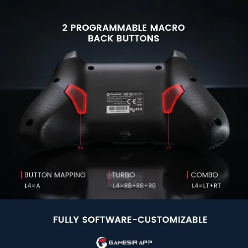 Vista 9 de GameSir T4 Cyclone Pro Wireless Pro Controller for SwitchLiteOLED, Hall Effect Controller (No Drifting) for Windows PC, macOS, Steam Deck, Android &