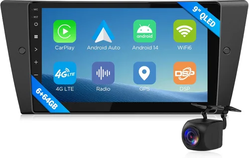 Vista 10 de Eonon 4+64GB estéreo para coche de 9 pulgadas CarPlay Radio para BMW Serie 3 2005-2013 (E90/E91/E92/E93), Android Auto pantalla táctil estéreo
