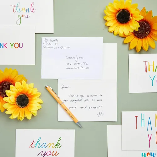 Vista 2 de Juvale Thank You Cards with Envelopes - Bulk Blank Thank You Notes & Cards for Kids & Adults - 6 Assorted Rainbow Designs - White, 48 Pack, 4 x 6 In