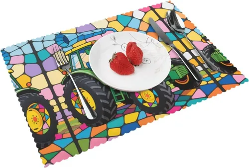 Vista 17 de Rectangular Placemats Set of 4, Heat Resistant Black Eagle Printed Kitchen Dining Table Mats