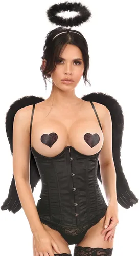 Vista 3 de Daisy corsets Disfraz sexy de corsé de ángel de medianoche de 3 piezas para mujer