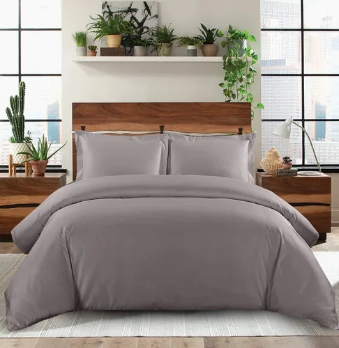 Vista 6 de Royal Hotel Bedding Funda de edredón de 500 hilos, 100% algodón, cierre de botón, suave y fresco, juego de funda de edredón de 2 piezas, tamaño Negro