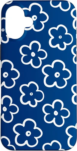Vista 23 de Lindo patrón de flores silvestres azul marino y blanco floral caso para iPhone 17