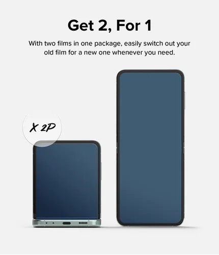 Vista 5 de Ringke Película doble fácil [protección de 4 capas] compatible con Samsung Galaxy Z Flip 5, revestimiento de reparación autocurable, cobertura