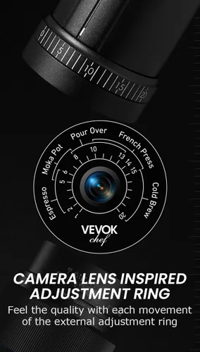 Vista 2 de Vevok Chef Molinillo de café manual O20 – 20 niveles de ajuste externo, capacidad de 1.23 oz con estuche de viaje y equipo de limpieza, molinillo