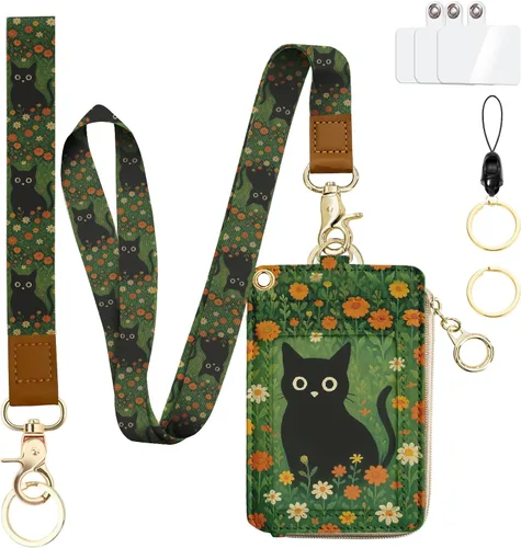 Vista 16 de bolimoss Soporte para credencial de sol y luna y cartera con cordón, cordones removibles para maestras, cartera para mujeres con correa para la Sol