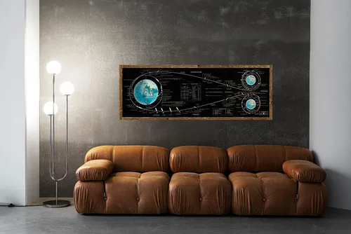 Vista 4 de Póster del plan de vuelo del Apolo 11 – Póster espacial de carta de aterrizaje lunar – Arte de pared grande para espacio exterior / decoración