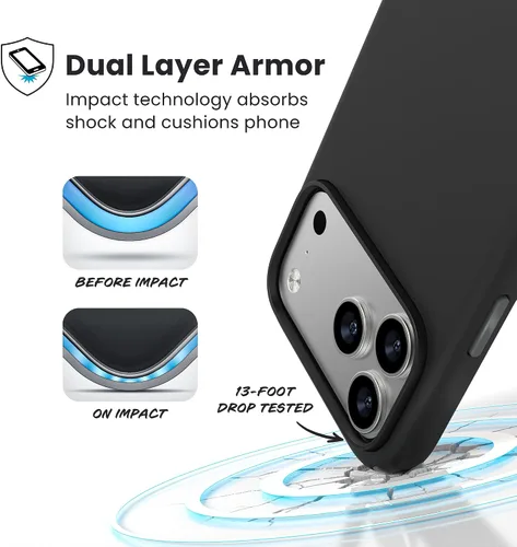 Vista 8 de Speck PRESIDIO2 PRO - Funda para iPhone 17, compatible con MagSafe, funda protectora delgada, color negro/gris pizarra/blanco
