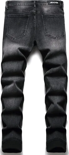 Vista 2 de OIIIO Jeans elásticos rasgados de ajuste regular para hombre