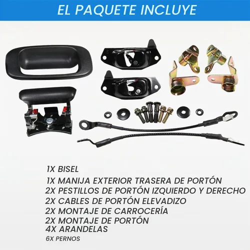 Vista 5 de Kit de Reparación de Herrajes de Compuerta Trasera de Repuesto para Chevrolet Chevy Silverado GMC Sierra 1999-2006 Incluyendo Manija, Bisel