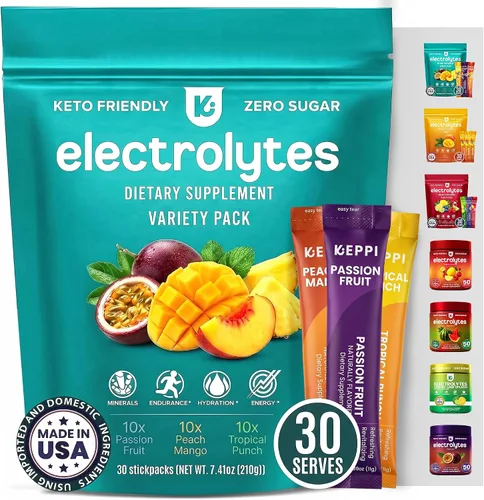 Vista 9 de Keppi Paquetes de electrolitos en polvo, sabor a mango, 30 porciones, suplemento de hidratación sin azúcar con potasio, magnesio, sodio, keto