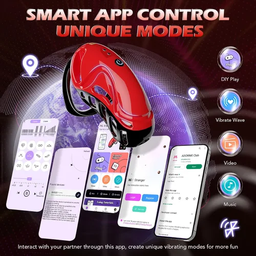 Vista 5 de Jaula de Castidad Vibratoria de Juguete Sexual - Dispositivos de Castidad Masculina Jaula para Pene con 10 Vibraciones, Aplicación y Control Remoto
