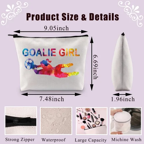 Vista 2 de BDPWSS Bolsa de maquillaje de portero para niña, bolsa de portero de fútbol, portero, defensor, bolsa de viaje, regalo de portero de fútbol, Chica