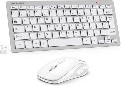 Vista 11 de TECKNET Combo de Teclado y Ratón Inalámbrico, Mini Teclado de Computadora Inalámbrico y Conjunto de Ratón 2.4GHz, 1600 DPI Ajustable Silencioso