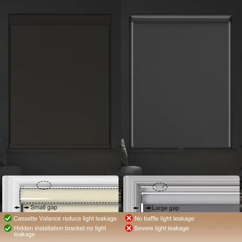 Vista 4 de Persianas enrollables opacas para ventanas, persianas enrollables inalámbricas con cenefa de cassette, persianas de ventana de jacquard a rayas