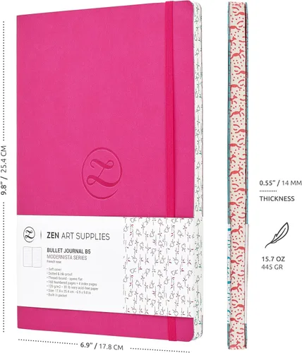 Vista 7 de Lindo Diario Grande de Puntos B5 - Disfruta del Bullet Journaling con Cubierta Suave de 7x10 pulgadas, Papel Grueso de 120gsm Sin Traspaso, Diario