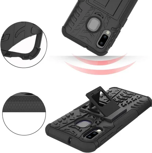 Vista 6 de Asuwish Funda de teléfono para Samsung Galaxy A10e con protector de pantalla de vidrio templado y soporte delgado, híbrida, resistente, funda