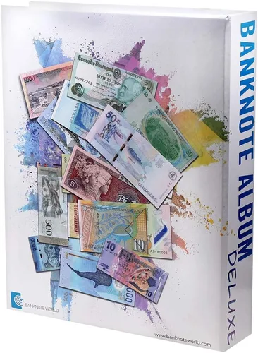 Vista 4 de Banknote World Álbum Deluxe para coleccionar monedas, azul, 300 bolsillos