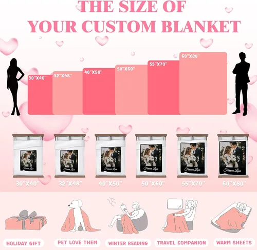 Vista 7 de Mantas personalizadas con fotos, regalos personalizados para parejas para esposa, marido, novia, novio, manta con imagen personalizada "I Love You