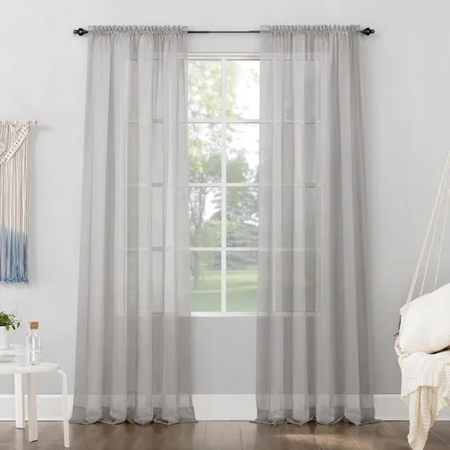 Vista 10 de No. 918 Emily Panel de cortina de gasa transparente Gris antracita