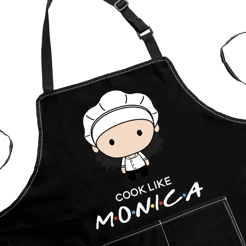 Vista 5 de POFULL Delantal inspirado en programas de televisión Cocine Like Monica Apron Friends Theme Gift