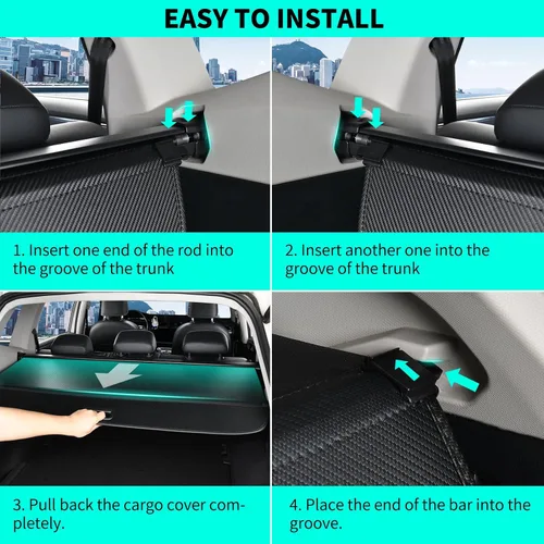 Vista 7 de Tecoom Cubierta de carga para accesorios Toyota 4Runner 2010-2024, cubierta trasera retráctil para maletero de equipaje, pantalla de privacidad