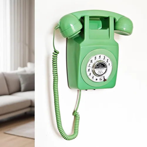 Vista 2 de Teléfono de línea fija retro, Artisam - Teléfono de pared clásico con cable, teléfono de montaje en pared vintage de esfera giratoria con función