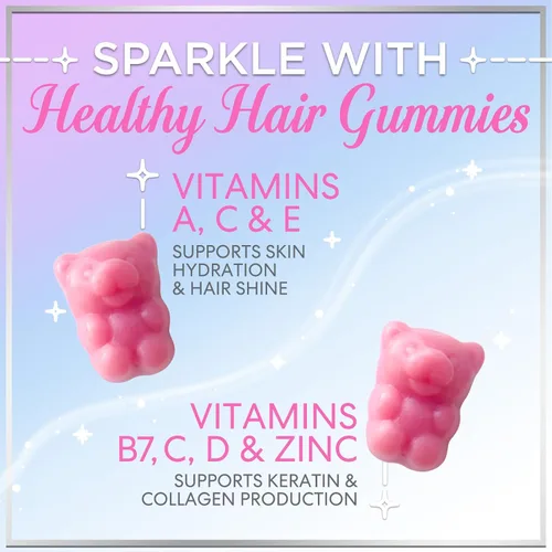 Vista 7 de Hello Lovely - Gomitas de vitaminas para el cabello con biotina, 5000 mcg de vitaminas E y C que apoyan el crecimiento del cabello, vegetariano