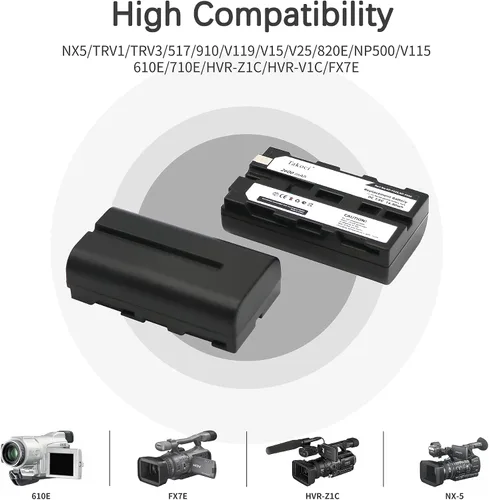 Vista 3 de Paquete de baterías recargables NP-F550 NP-F570 NP-F530 NP-F330 con 2 baterías batería compatible con cargador LED Batería recargable de iones