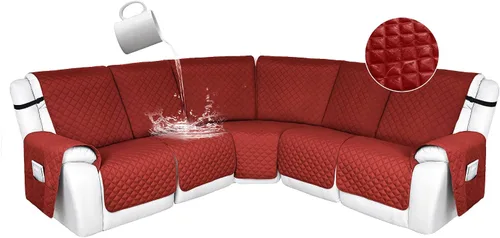 Vista 96 de HDCAXKJ Fundas de sofá seccional reclinable 100% impermeable, forma de L, funda de sofá reclinable lavable acolchada suave para mascotas, perro
