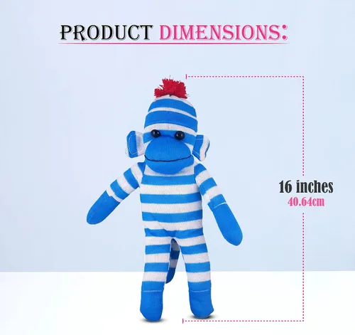 Vista 5 de Adorable Mono Calcetín, el Original Tradicional Juguete de Peluche de Animal Tejido a Mano, Regalo para Niños, Bebés, Adolescentes, Niñas y Niños