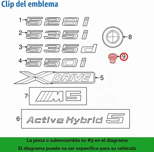 Vista 3 de Kit de clip de ojal para emblema de 12 piezas para la mayoría de los modelos