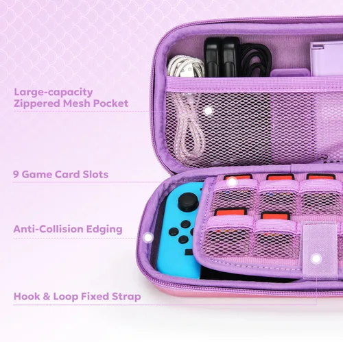 Vista 3 de InnoAura - Funda para interruptor NS, paquetes de accesorios de interruptor 16 en 1 con funda de transporte para interruptor, funda de juego
