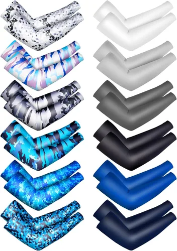 Vista 12 de 12 pares de mangas de brazo deportivos para niños, mangas de brazo para baloncesto y béisbol, con protección UV, protección solar, refrigeración