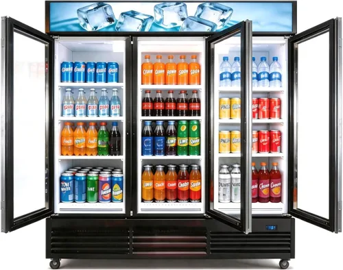 Vista 14 de Refrigerador comercial de bebidas, refrigerador de 7 pies cúbicos pequeños delgados de una sola puerta de vidrio con estantes ajustables de luz LED