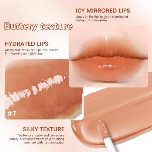 Vista 111 de BAISEN DIARY 2 en 1 doble punta mate delineador de labios y brillo de labios, lápiz combinado de labios marrón nude degradado, delineador de labios