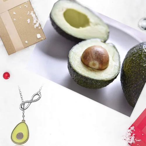 Vista 5 de WENATA - Collar con colgante de aguacate para amante del aguacate, regalo de amistad, collar de aguacate, amante del aguacate, regalo para amante