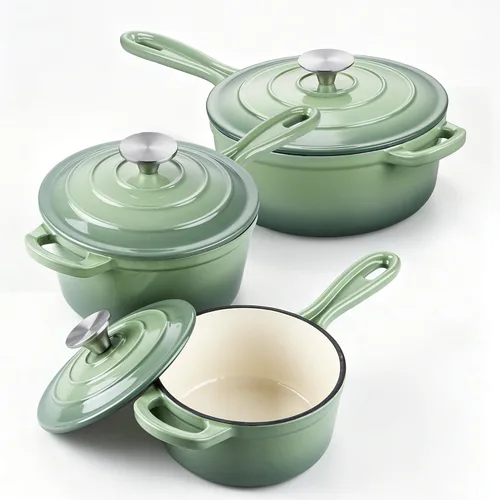Vista 17 de E-far Sartén de hierro fundido esmaltado con tapa, cacerola de horno holandés de 1 cuarto de galón, mini olla para cocinar, hervir, saludable