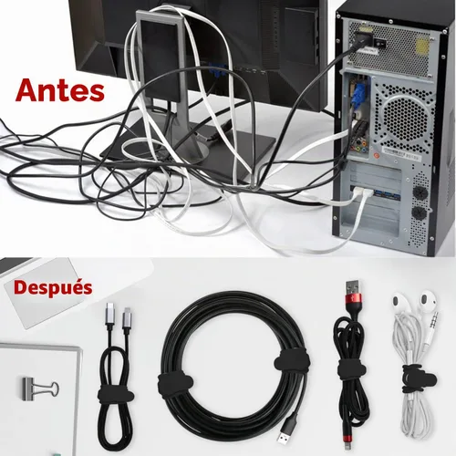 Vista 5 de Bridas de silicona para cables, organizador de cables (16 negro (16pcs-Black)