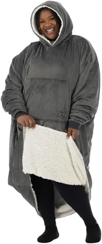 Vista 9 de THE COMFY Original - Manta de forro polar de microfibra con forro sherpa, diseño de gran tamaño con capucha y bolsillo de Shark Tank