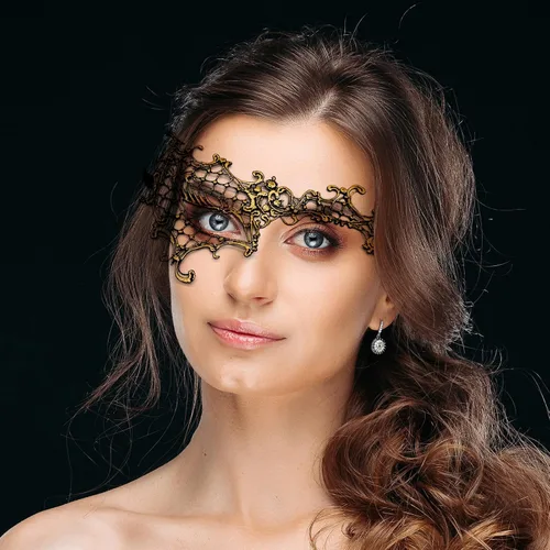 Vista 2 de Vtrem Máscara de mascarada para parejas juego de máscaras negras para fiesta de Mardi Gras para mujeres, hombres, papá, hija, graduación, pareja