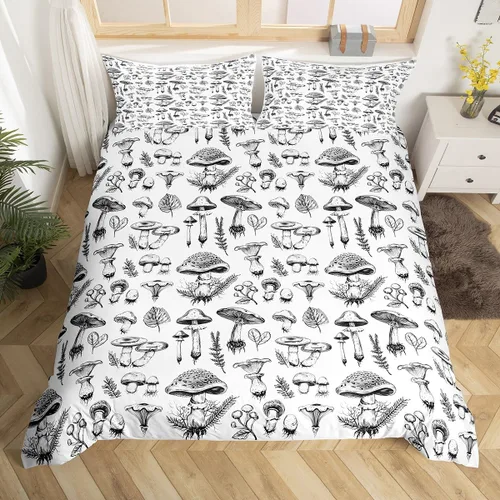 Vista 10 de Manfei Juego de funda de edredón de mariquita de tamaño individual, juego de ropa de cama de flores de acuarela de 2 piezas, funda de edredón floral