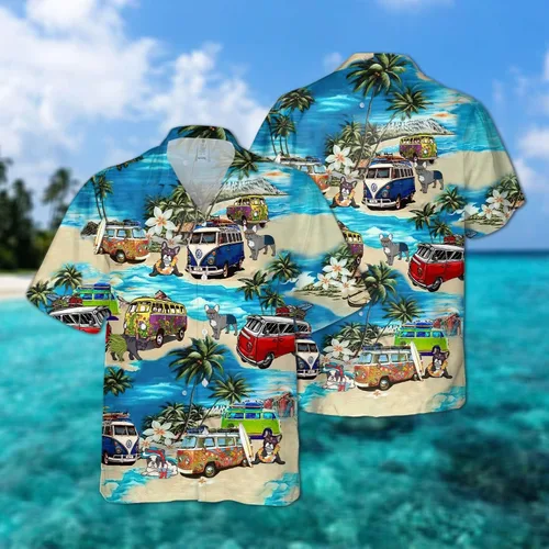Vista 2 de Camisa hawaiana de verano para acampar para hombre, camisas hawaianas casuales con botones para hombres y mujeres, manga corta, n. 83