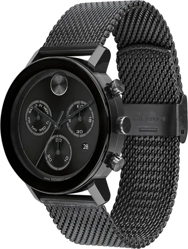 Vista 2 de Movado Mens Bold Evolution Swiss Quartz Watch with Stainless Steel Mesh Bracelet Black