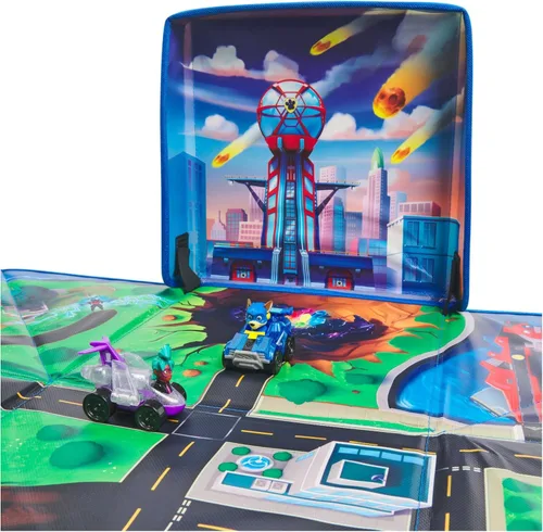 Vista 7 de Paw Patrol: The Mighty Movie, Paquete de Regalo de Alfombra de Juego Pup Squad con Mighty Pups Chase & Vee Pup Squad Racer Autos de Juguete